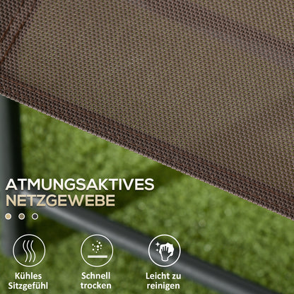 3-Piece Metal Bistro Set Weatherproof Garden Furniture Set with Folding Glass Table Garden Chairs Outdoor Balcony Furniture Set Seating Group Balcony Set Garden Furniture Brown