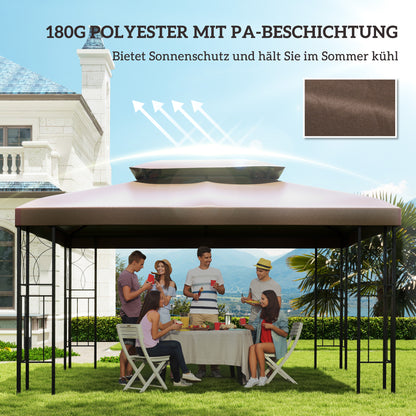 Replacement Roof for Metal Pavilion 3x4m Water-Repellent Pavillon Roof with Double Roof, Replacement Cover for Garden Pavilion Party Tent Gazebo Polyester Coffee