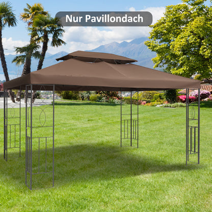 Replacement Roof for Metal Pavilion 3x4m Water-Repellent Pavillon Roof with Double Roof, Replacement Cover for Garden Pavilion Party Tent Gazebo Polyester Coffee