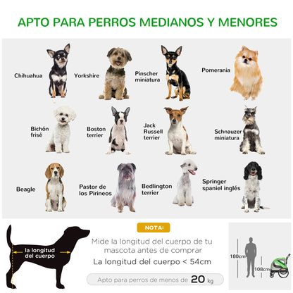 Bike Trailer for Dogs 2 in 1 Pet Transporter with Roll-up Doors Safety Belt Flag and 6 Reflectors Load 30 kg 140x72.5x108 cm Green