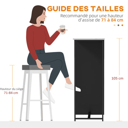 Bar Table High Kitchen Counter Table - Black Steel Frame White Marble-like Top - 105 x 40 x 105 cm White