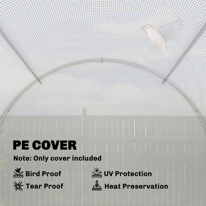 4 x 2 m Greenhouse Cover, Waterproof PE Garden Cover with Zippered Roll-Up Door, 8 Windows, UV Protection, Tear-Resistant Polyethylene, Tunnel Greenhouse Cover, White