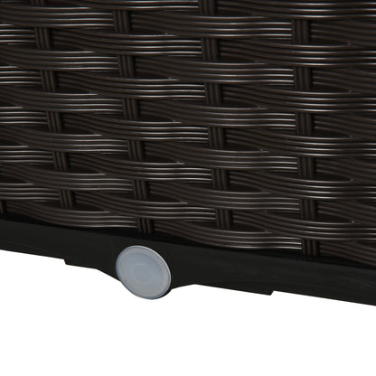 Raised Bed, Planter Box with Drainage Holes, Rattan-Look Flower Box, Plastic, Brown, 40 x 40 x 44 cm