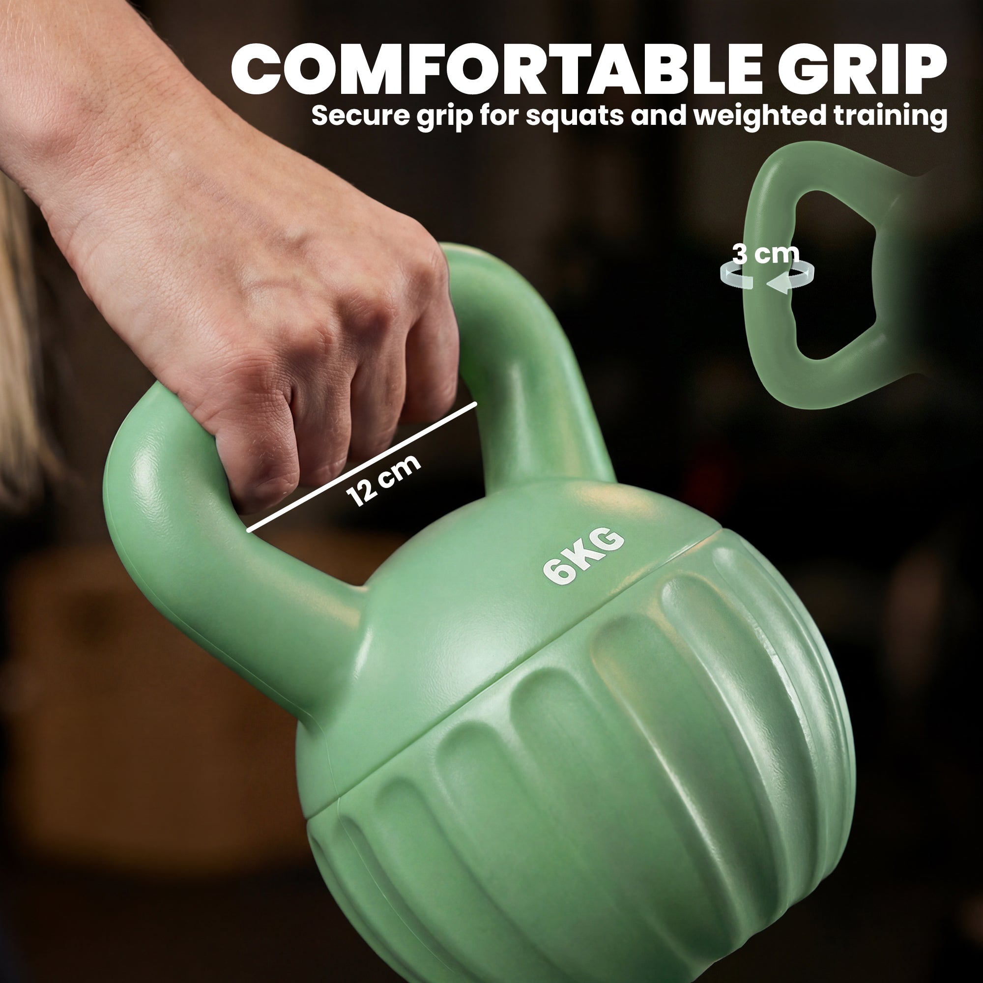 SPORTNOW Sand-Filled Kettlebell 6 kg (13.2 lb) – Green – Non-Slip Handle, Stable Base for Home Strength Training