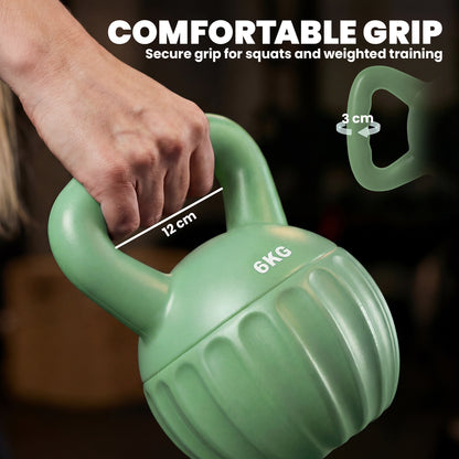 SPORTNOW Sand-Filled Kettlebell 6 kg (13.2 lb) – Green – Non-Slip Handle, Stable Base for Home Strength Training