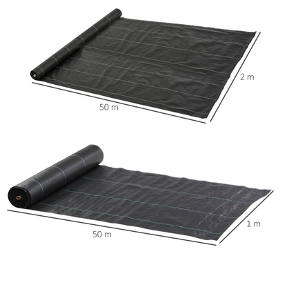 Weed Control Fabric Weed Barrier 2x50 m Geotextile Mesh 130 g/m² for Weed and Weed Control Garden Mesh Roll Black