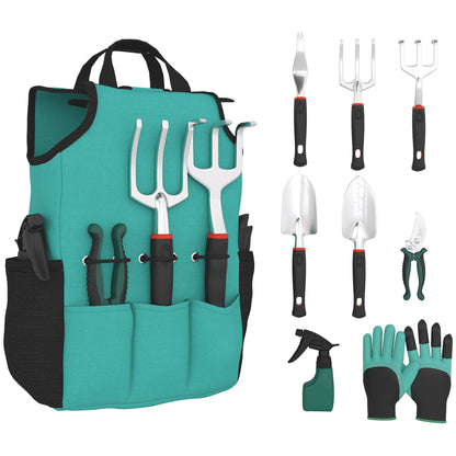9-Piece Garden Tool Set Robust Aluminum Gardening Tool Set with Secure Locking Pruning Shears and Lightweight Garden Bag for Women and Men