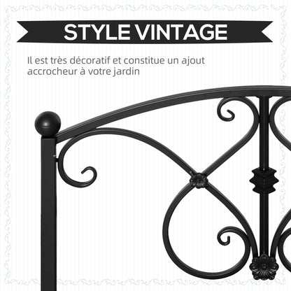 Metal Garden Bridge Garden Decoration with Side Railings Pond Bridge Vintage Style Maximum Load 150 kg 102 x 48 x 49 cm Black