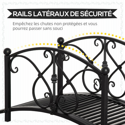 Metal Garden Bridge Garden Decoration with Side Railings Pond Bridge Vintage Style Maximum Load 150 kg 102 x 48 x 49 cm Black