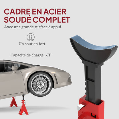 Set of 2 Car Jack Stands, 6 Ton Capacity Lift Stands, Adjustable Height from 375 to 592 mm, Large Base with Safety Pin, for Vehicle, Caravan, Workshop, Garage, Red