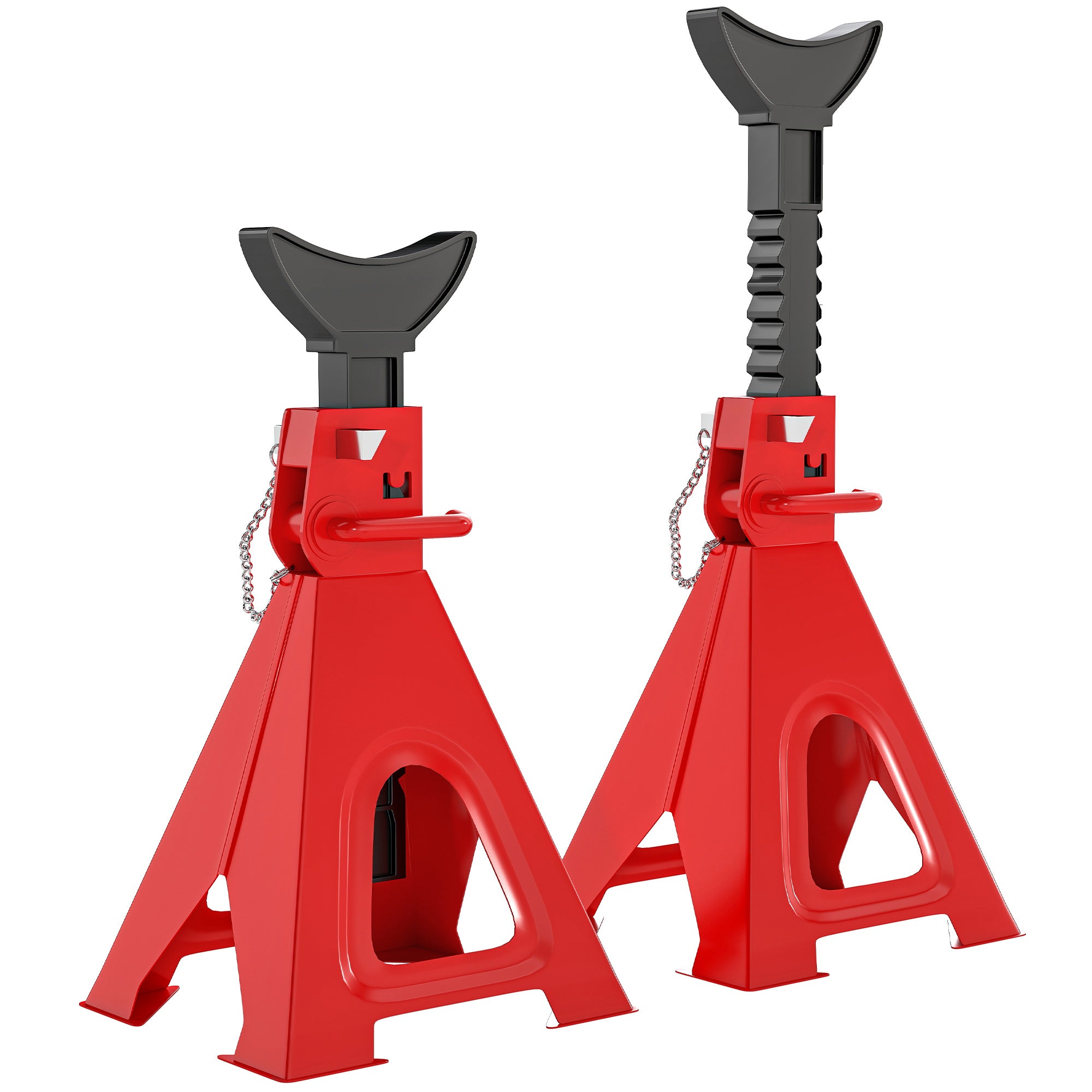 Set of 2 Car Jack Stands, 6 Ton Capacity Lift Stands, Adjustable Height from 375 to 592 mm, Large Base with Safety Pin, for Vehicle, Caravan, Workshop, Garage, Red