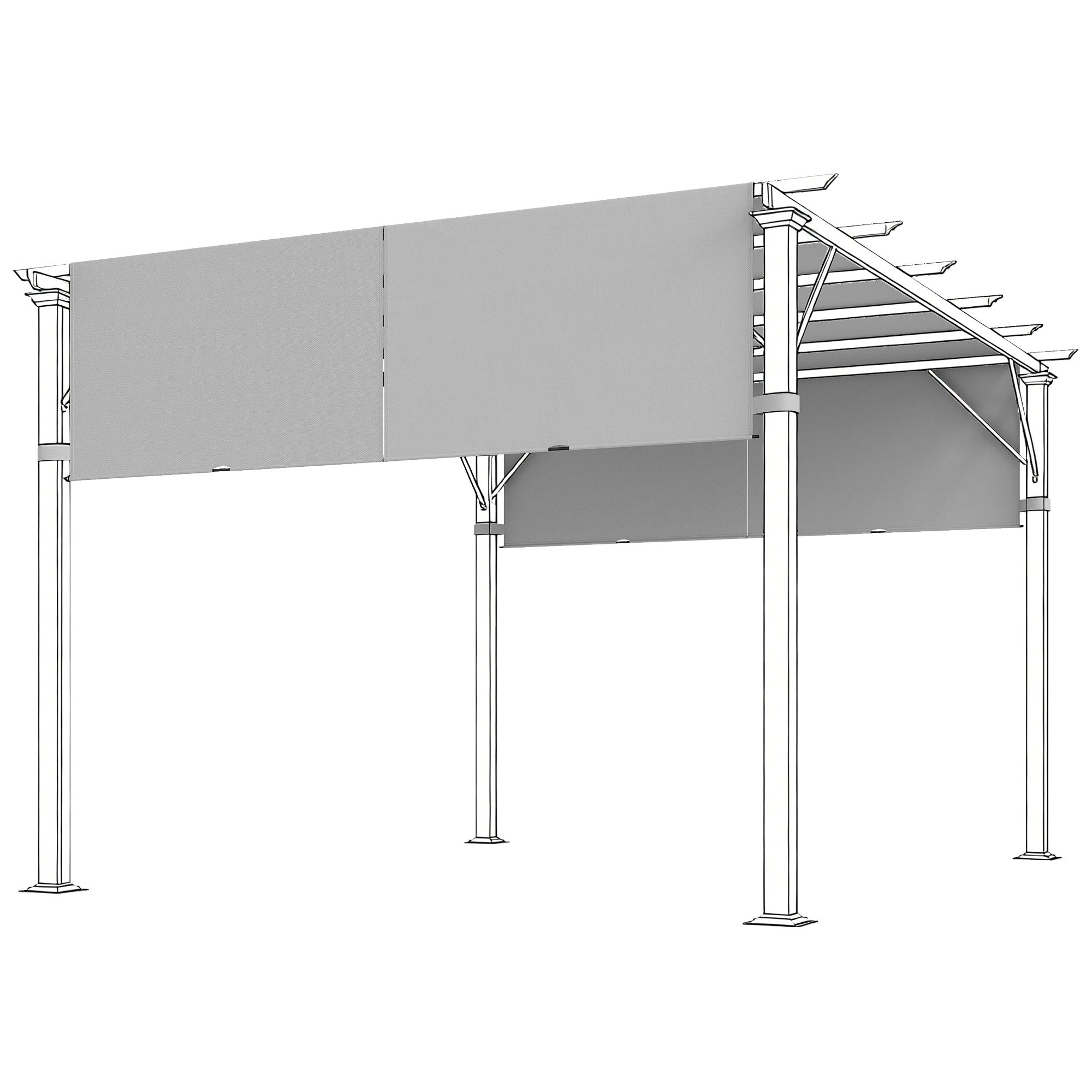 Replacement Pergola Canopy 16 x 4 ft (488 x 122 cm) with UV Protection – Sun Sail for Patio Roof, Replacement Cover for 10 x 10 ft Pavilion, Light Gray