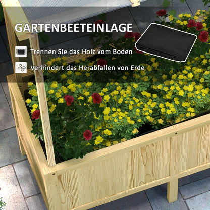 Wooden Raised Bed, Cold Frame with Cover, Planter Box with Fleece, Flower Box Herb Bed for Garden, Balcony, 110 x 60 x 152 cm, Natural