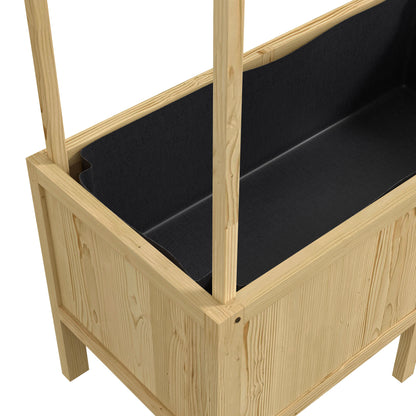 Wooden Raised Bed, Cold Frame with Cover, Planter Box with Fleece, Flower Box Herb Bed for Garden, Balcony, 110 x 60 x 152 cm, Natural