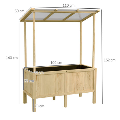 Wooden Raised Bed, Cold Frame with Cover, Planter Box with Fleece, Flower Box Herb Bed for Garden, Balcony, 110 x 60 x 152 cm, Natural