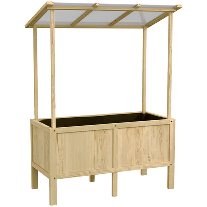 Wooden Raised Bed, Cold Frame with Cover, Planter Box with Fleece, Flower Box Herb Bed for Garden, Balcony, 110 x 60 x 152 cm, Natural