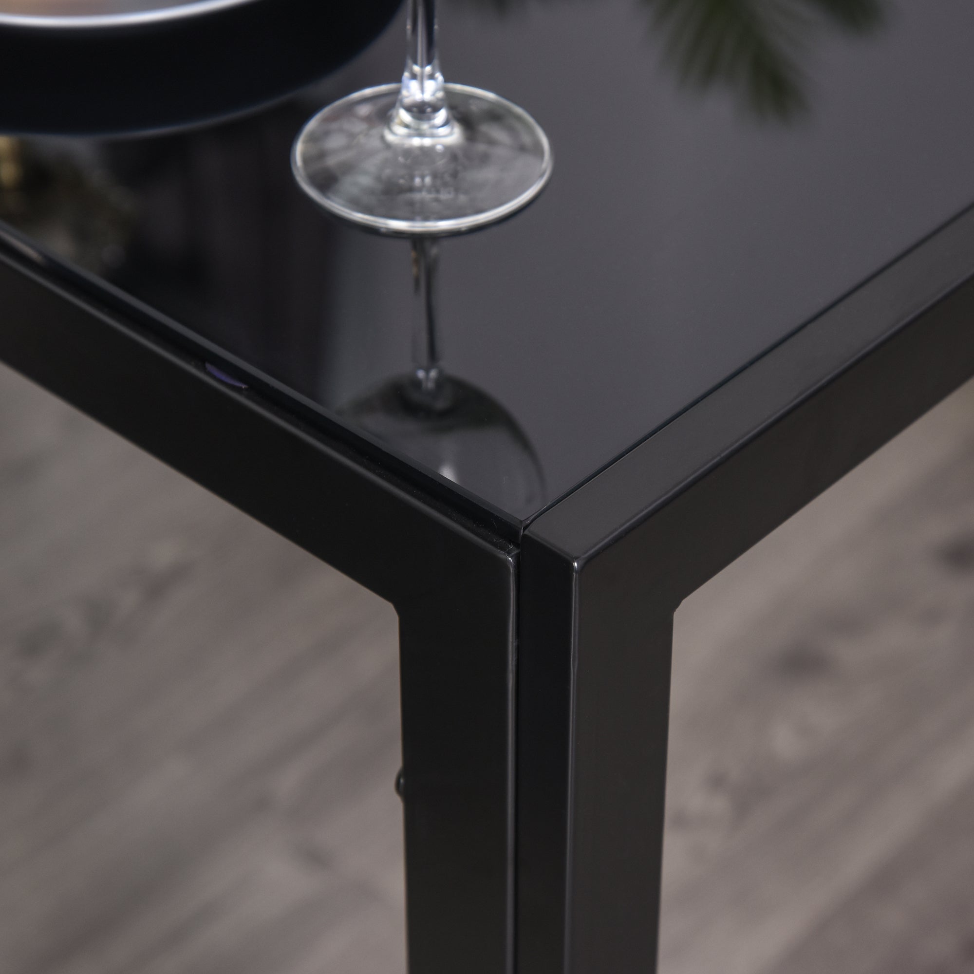 Dining Set Dining Table with 4 Chairs Space-Saving Dining Group Seating Set, Safety Glass Tabletop, Faux Leather Kitchen Table Set for Dining Room, Kitchen Black