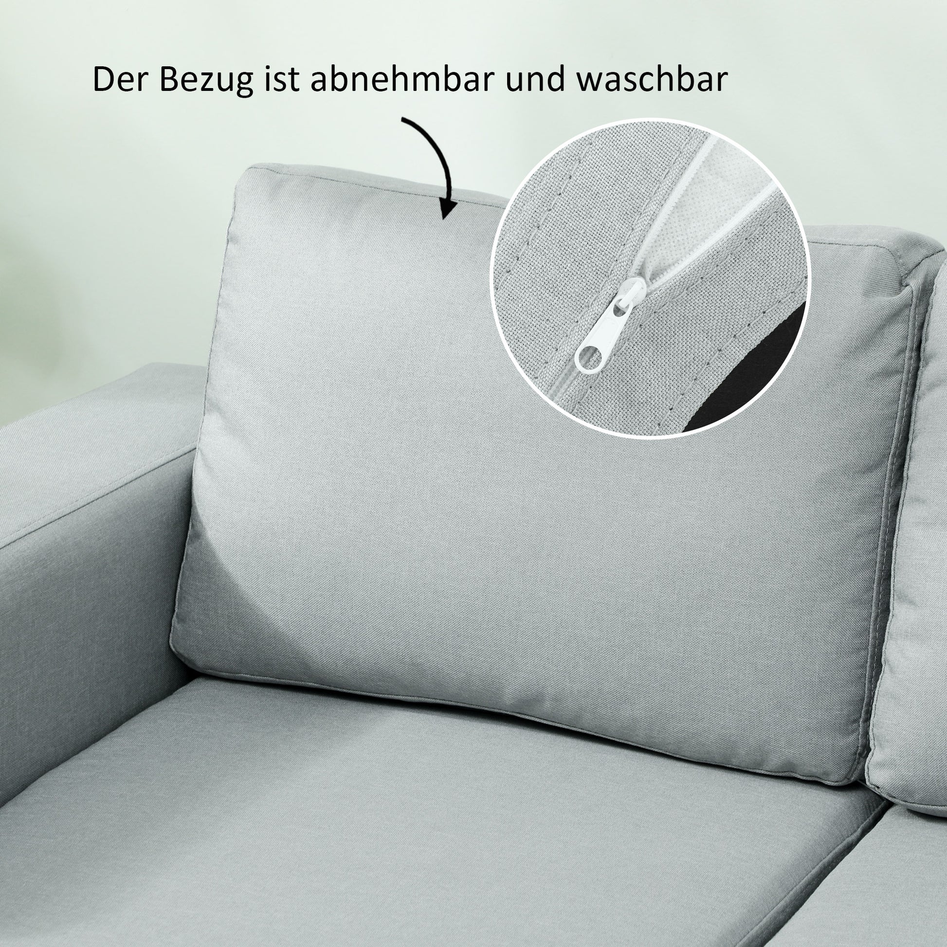 2 Seater Sofa Two-Seater Fabric Sofa with Cushions Armrest Linen Look for Bedroom 145 x 82 x 78 cm Light Gray