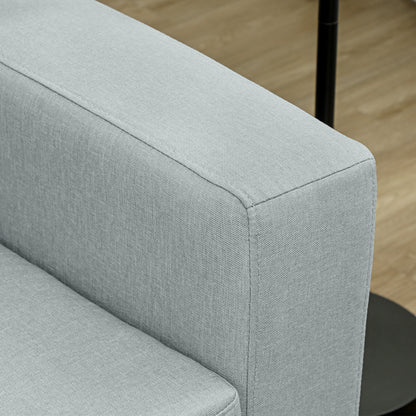 2 Seater Sofa Two-Seater Fabric Sofa with Cushions Armrest Linen Look for Bedroom 145 x 82 x 78 cm Light Gray