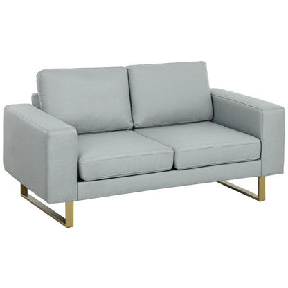 2 Seater Sofa Two-Seater Fabric Sofa with Cushions Armrest Linen Look for Bedroom 145 x 82 x 78 cm Light Gray