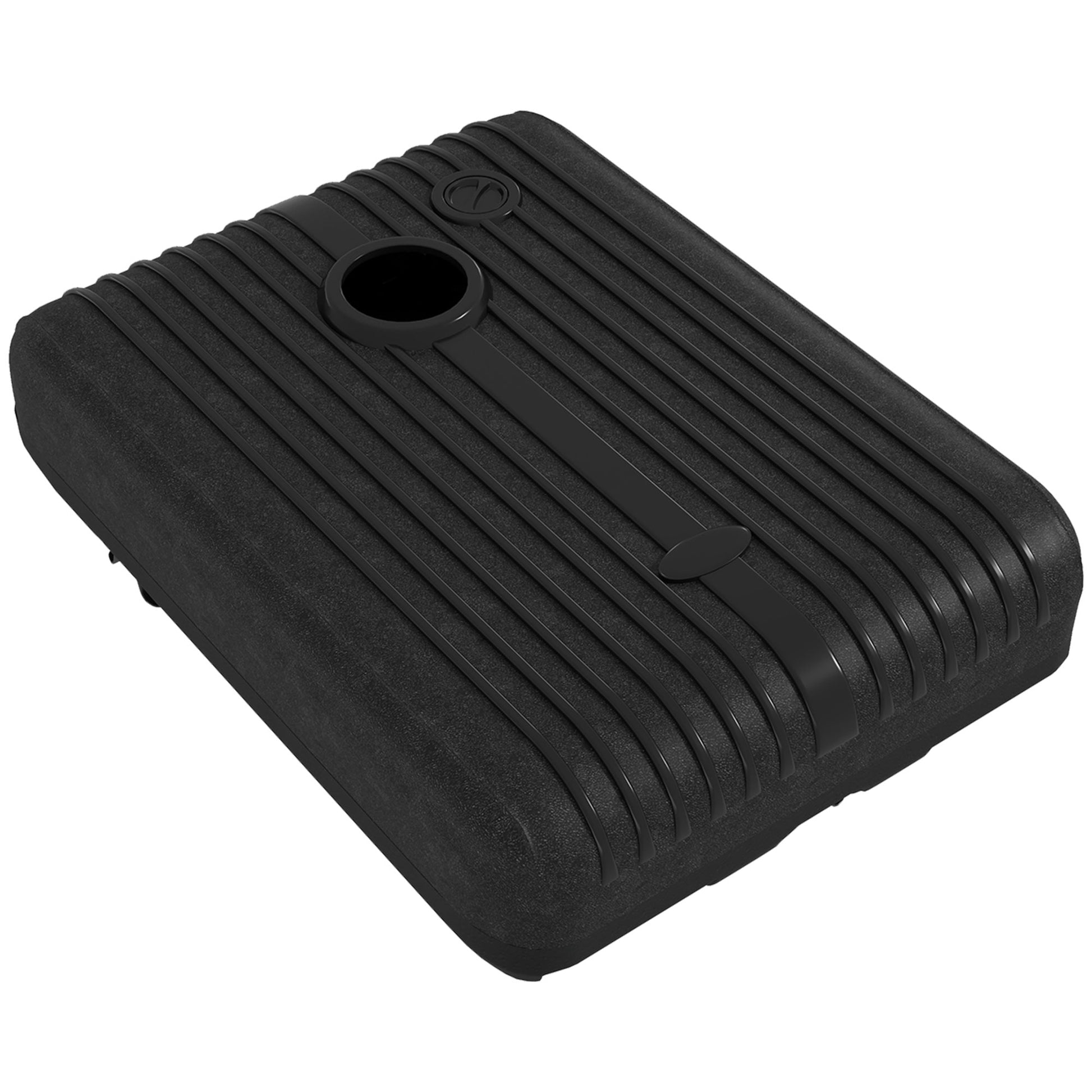 HDPE Garden Umbrella Base, Fillable with 70 kg of Water or 90 kg of Sand, Support for 130mm Umbrella Poles with 2 Wheels and Handle, Black