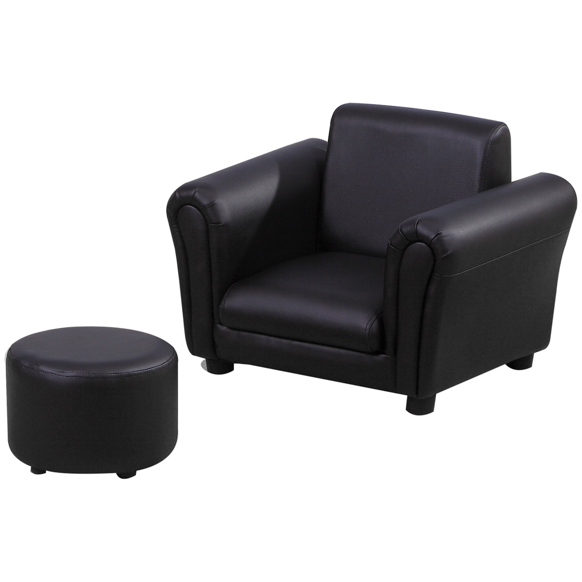 Kids Armchair with Footstool Children's Couch Kids Sofa Mini Sofa for 1.5-3 Years Kids Children's Furniture Wood Black 54 x 42 x 41 cm
