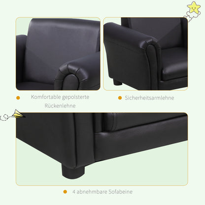 Kids Armchair with Footstool Children's Couch Kids Sofa Mini Sofa for 1.5-3 Years Kids Children's Furniture Wood Black 54 x 42 x 41 cm
