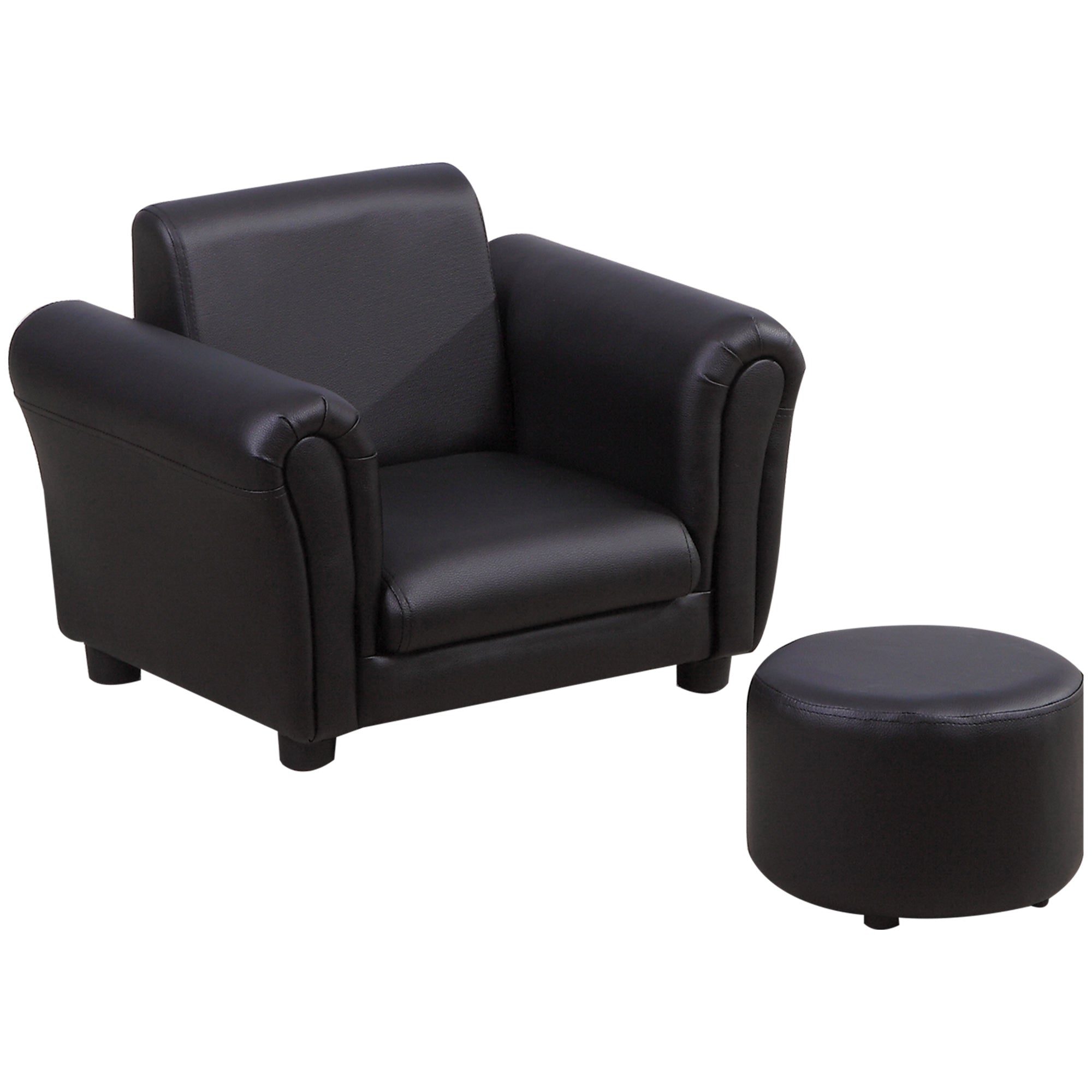 Kids Armchair with Footstool Children's Couch Kids Sofa Mini Sofa for 1.5-3 Years Kids Children's Furniture Wood Black 54 x 42 x 41 cm