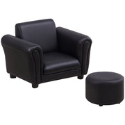 Kids Armchair with Footstool Children's Couch Kids Sofa Mini Sofa for 1.5-3 Years Kids Children's Furniture Wood Black 54 x 42 x 41 cm