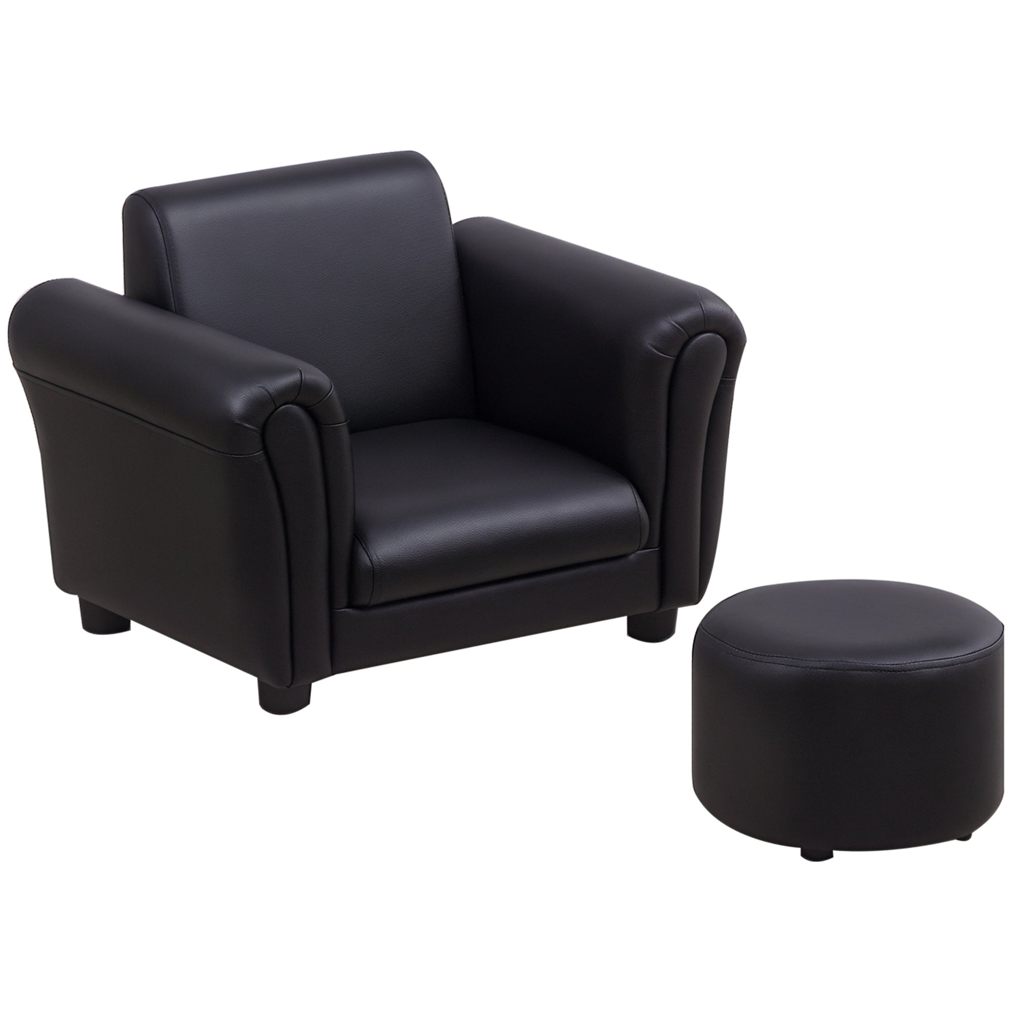 Kids Armchair with Footstool Children's Couch Kids Sofa Mini Sofa for 1.5-3 Years Kids Children's Furniture Wood Black 54 x 42 x 41 cm