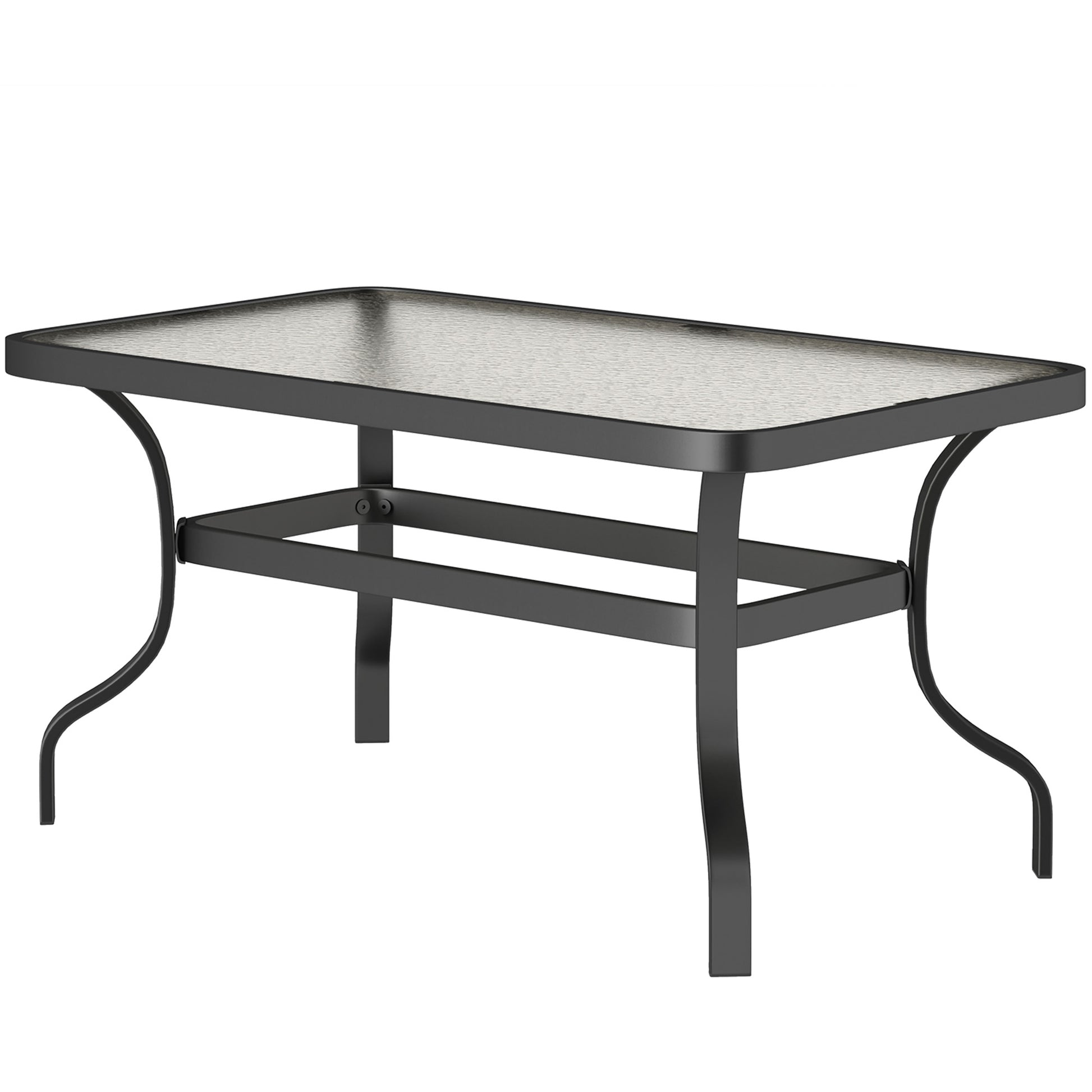 Side Table Tempered Glass Coffee Table with Wave Design, Rounded Corner Balcony Table Patio Table Sofa Table Tea Table Garden Furniture for Living Room Garden Terrace Balcony, 95x55 cm Black