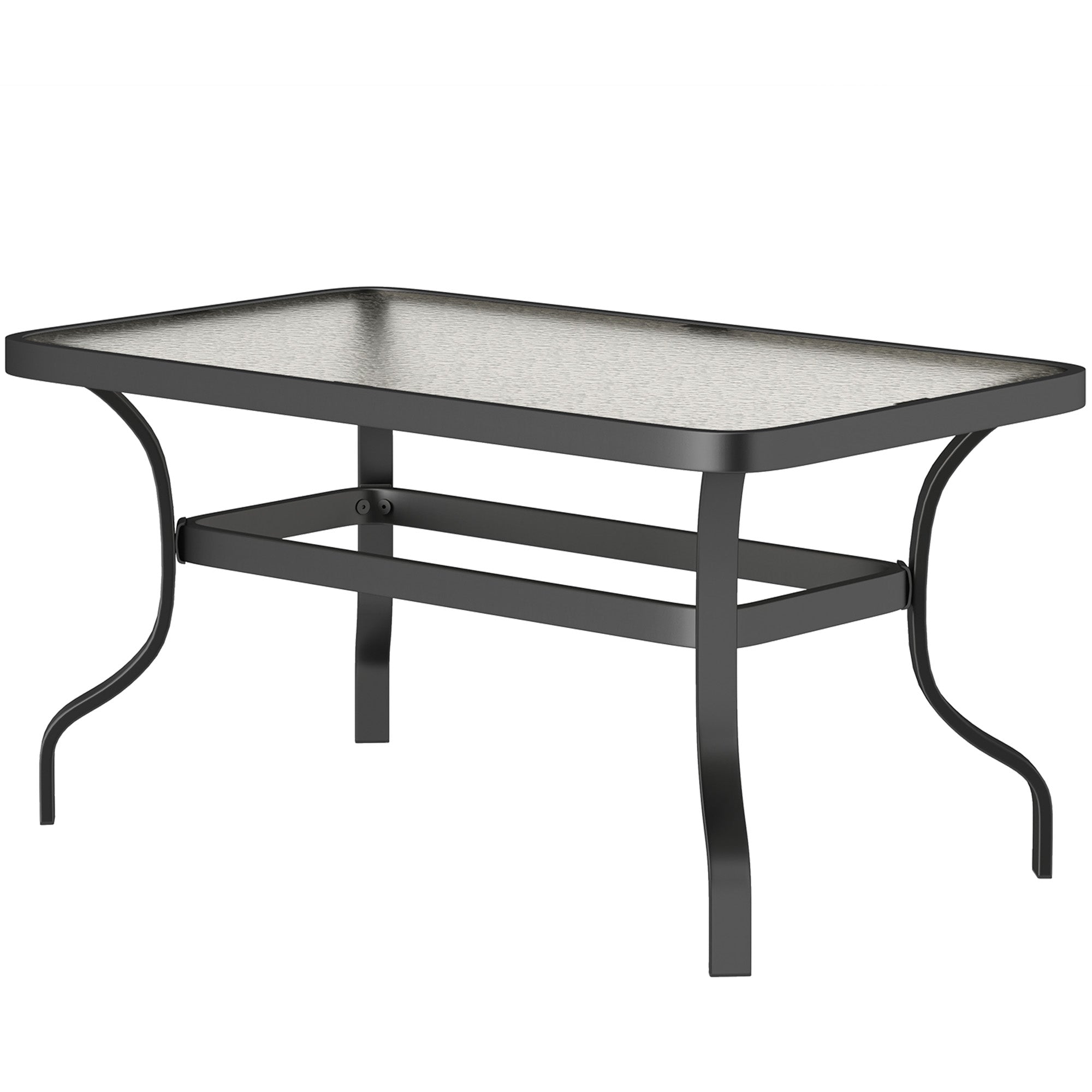 Side Table Tempered Glass Coffee Table with Wave Design, Rounded Corner Balcony Table Patio Table Sofa Table Tea Table Garden Furniture for Living Room Garden Terrace Balcony, 95x55 cm Black