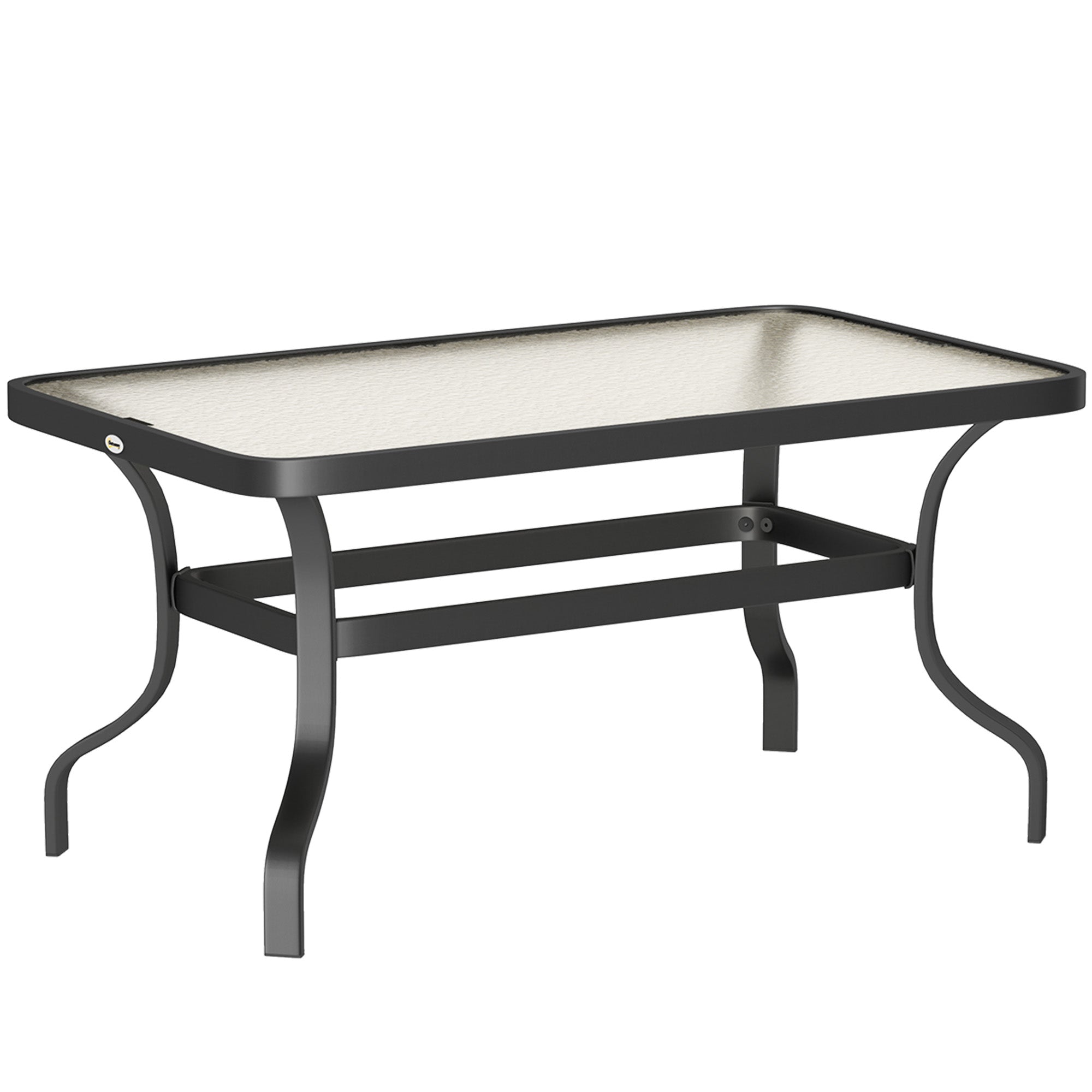 Side Table Tempered Glass Coffee Table with Wave Design, Rounded Corner Balcony Table Patio Table Sofa Table Tea Table Garden Furniture for Living Room Garden Terrace Balcony, 95x55 cm Black