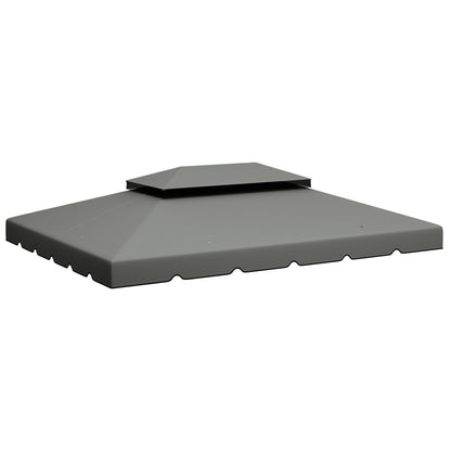 Replacement Canopy for Gazebo 4x3 m Double Roof Replacement Cover with 8 Drainage Holes Replacement Canopy for Gazebo Light Grey