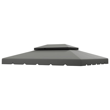 Replacement Canopy for Gazebo 4x3 m Double Roof Replacement Cover with 8 Drainage Holes Replacement Canopy for Gazebo Light Grey