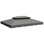 Replacement Canopy for Gazebo 4x3 m Double Roof Replacement Cover with 8 Drainage Holes Replacement Canopy for Gazebo Light Grey