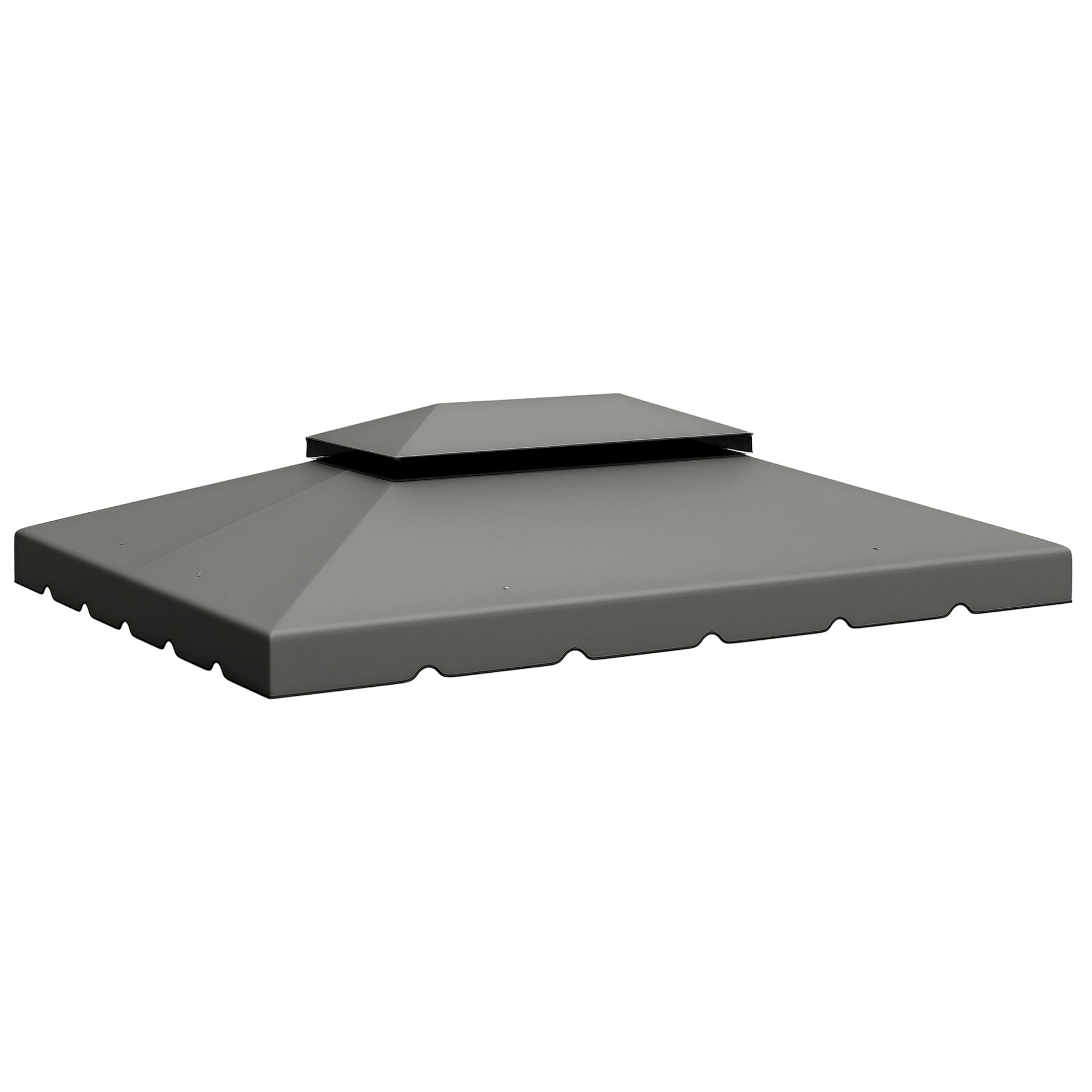 Replacement Canopy for Gazebo 4x3 m Double Roof Replacement Cover with 8 Drainage Holes Replacement Canopy for Gazebo Light Grey