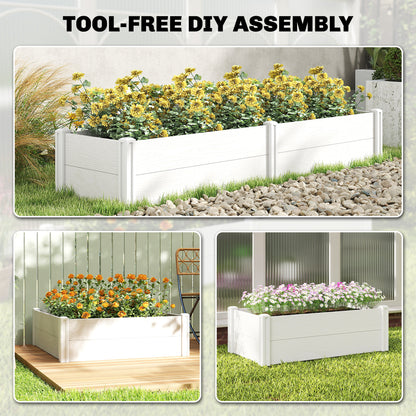 Plastic Raised Garden Bed, Snap-Together Planter with DIY Assembly – 197 x 54 x 33 cm for Garden, Balcony, Flowers, Plants, Vegetables