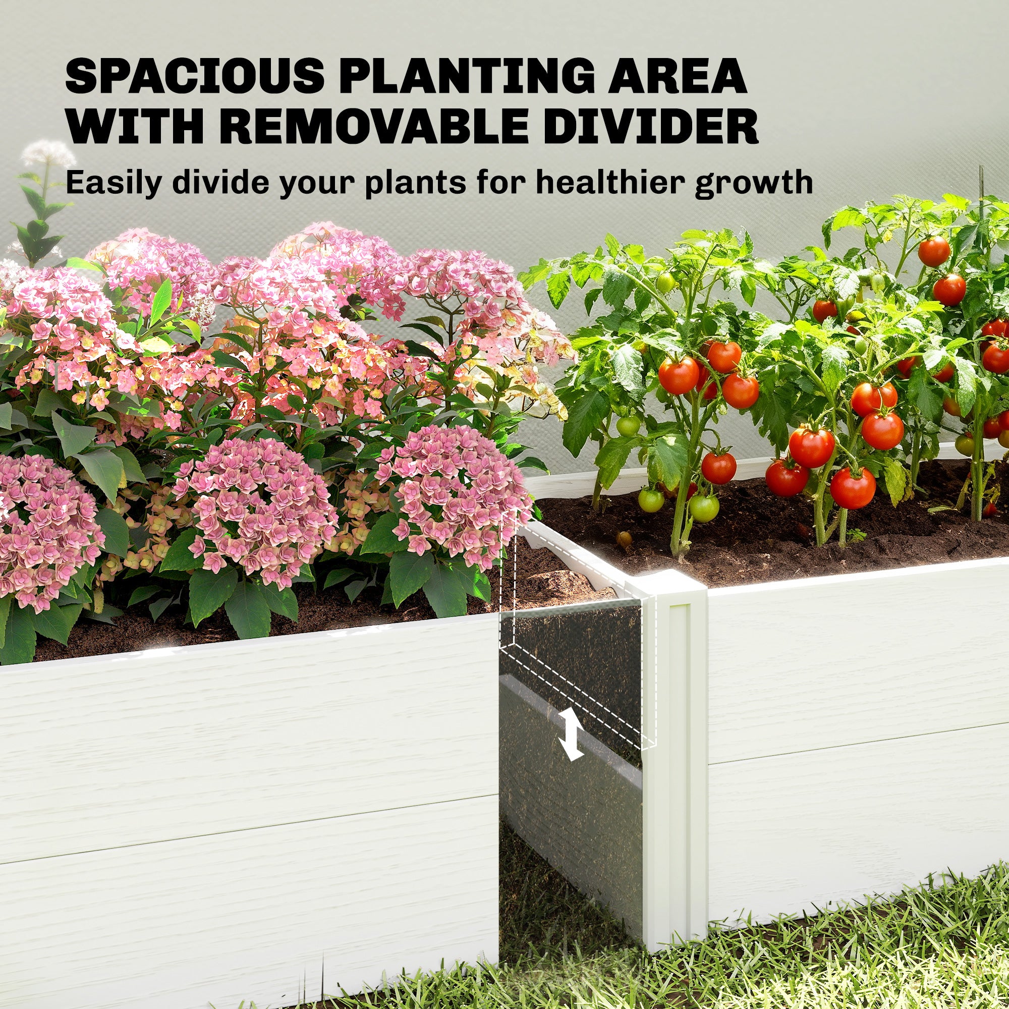Plastic Raised Garden Bed, Snap-Together Planter with DIY Assembly – 197 x 54 x 33 cm for Garden, Balcony, Flowers, Plants, Vegetables