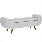 Storage Bench 53.8L Ottoman End-of-Bed Storage Chest Footstool with Padded Linen Seat and Armrests, for Living Room, Bedroom, Entryway, 132 x 42 x 50 cm, Gray