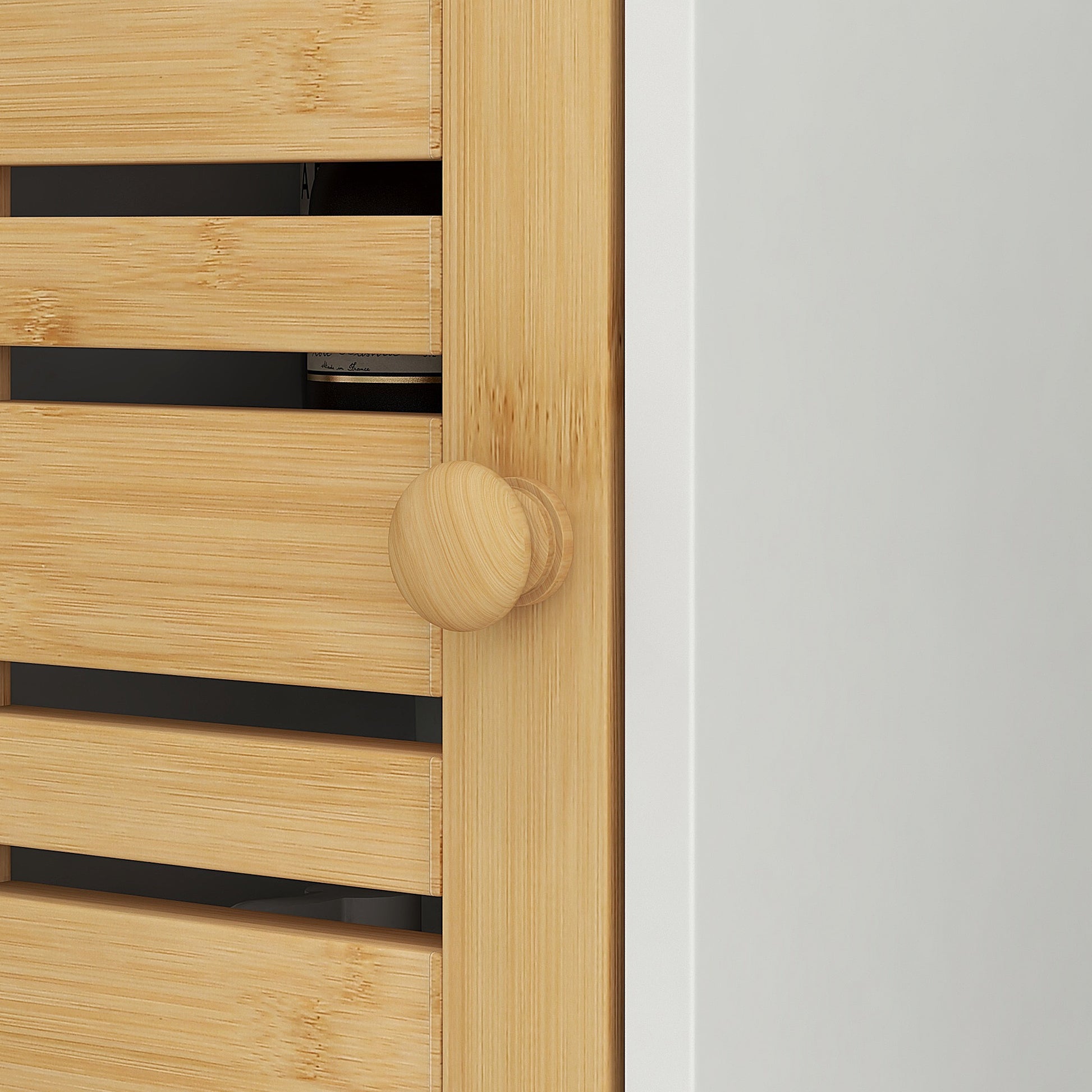 Bathroom Cabinet with Toilet Paper Holder and Removable Rod 3 Levels + Toilet Paper Holder, 21W x 17D x 78H cm, Bamboo and White