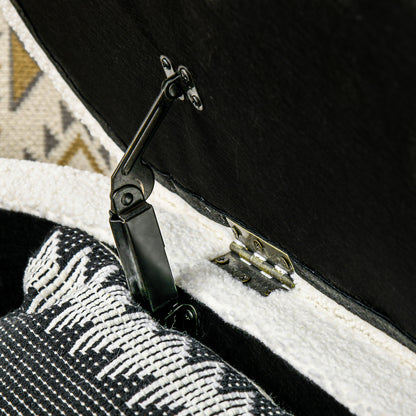 Upholstered Ottoman Bench with Storage, Teddy Fleece Look, Bed Bench with Wooden Legs, Chest Bench for Bedroom, Living Room, Hallway, 116 x 41 x 40.5 cm Cream White