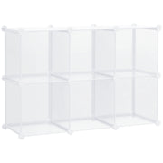 Modular Space-Saving Shoe Cabinet with Stackable Design, 6 Cubes in PP Plastic, 65x32x95cm, Transparent