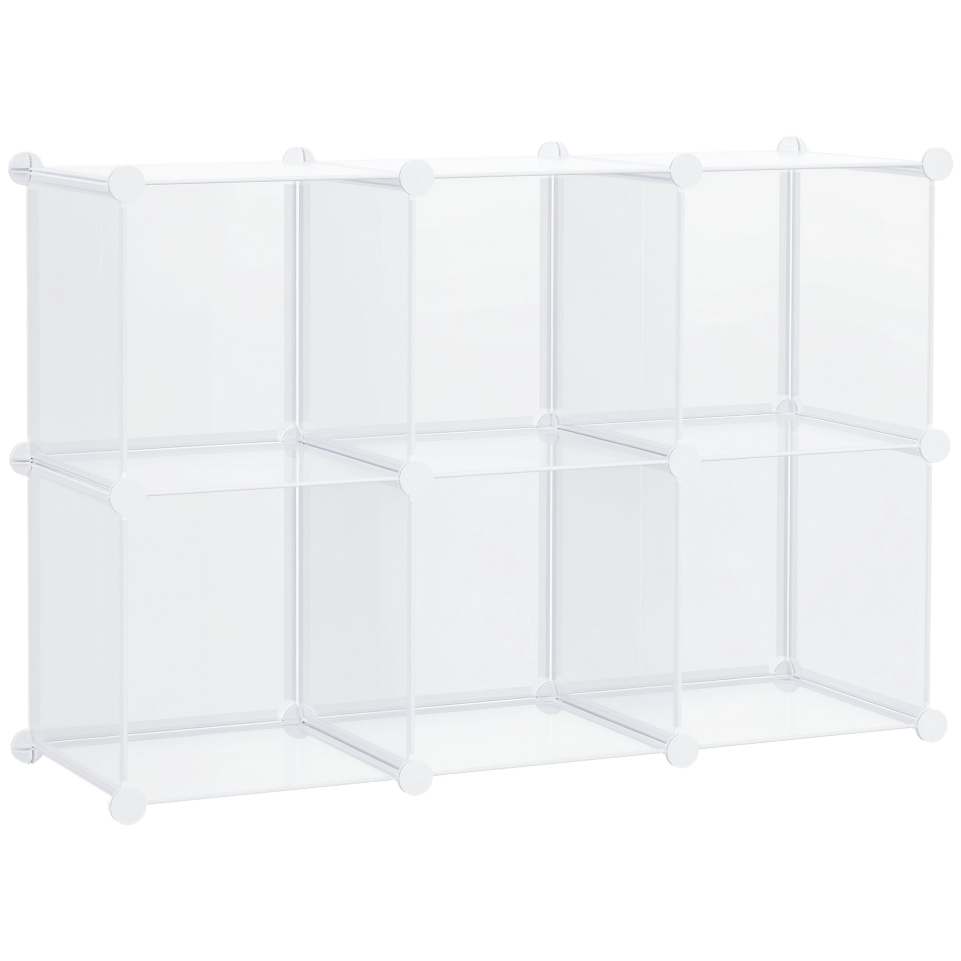Modular Space-Saving Shoe Cabinet with Stackable Design, 6 Cubes in PP Plastic, 65x32x95cm, Transparent