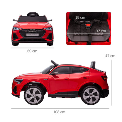12V Electric Kids Car Audi E-tron Electric Vehicle with Remote Control, Safety Belt, Music (MP3/USB/TF), Kids Vehicle for Children 3-5 Years, 3-5 km/h, Red