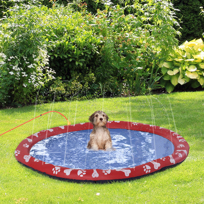 150 cm Sprinkler Mat Dog Inflatable Splash Pad Non-Slip Water Playmat Water Mat Playmat Paddling Pool Water Sprinkler Dog Pool for Pets Summer Garden