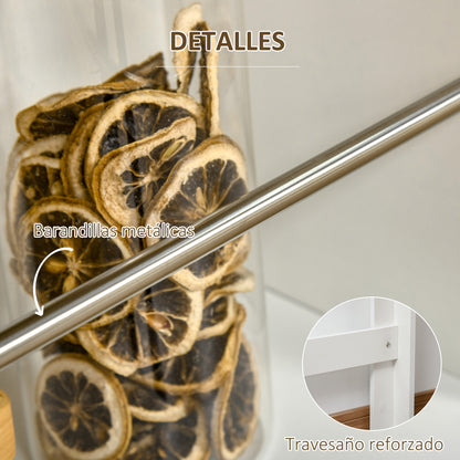 Bar Table Bistro Table Dining Table High Table with 3 Side Shelves and Wooden Structure Load 50 kg 112x57x106 cm White