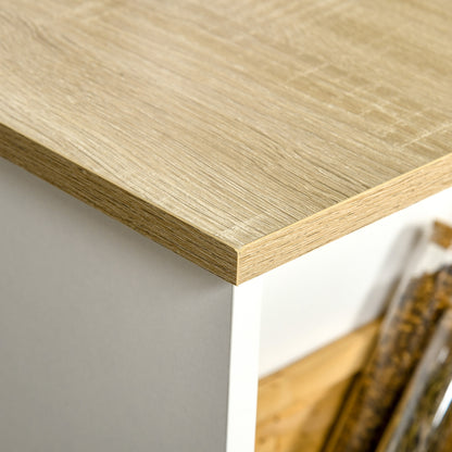 Bar Table Bistro Table Dining Table High Table with 3 Side Shelves and Wooden Structure Load 50 kg 112x57x106 cm White