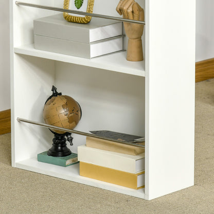 Bar Table Bistro Table Dining Table High Table with 3 Side Shelves and Wooden Structure Load 50 kg 112x57x106 cm White