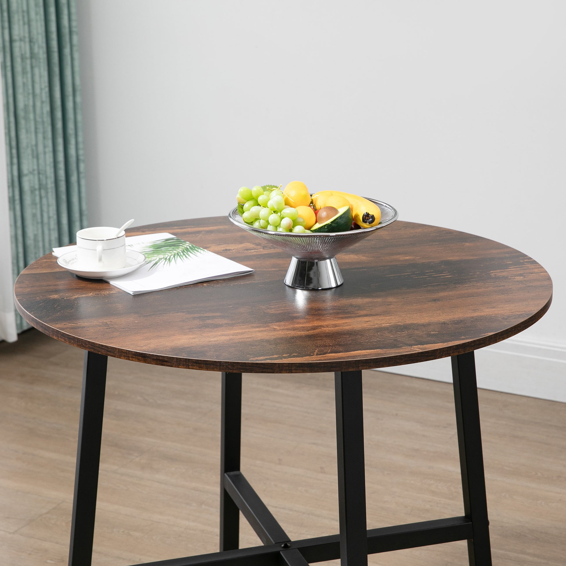 Dining Table Kitchen Table for 4 Persons, Living Room Table in Modern Design for Dining Room, Kitchen, Steel, Brown, 80 x 80 x 76 cm